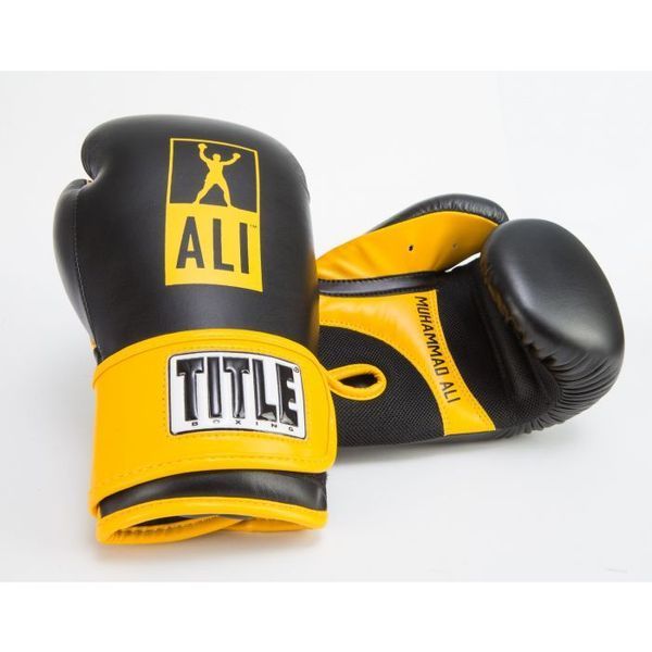 Дитячі боксерські рукавиці Title Ali Youth Boxing Gloves Чорно-жовтий( ALIKG) 8 унцій TAYBG8 фото